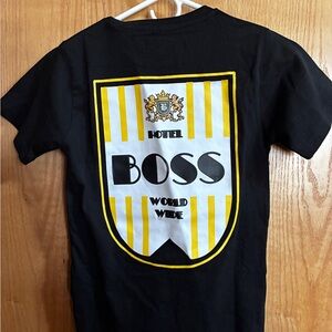 Boss Kids Black and Yellow Graphic T-Shirt